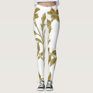 Gold Floral Leggings
