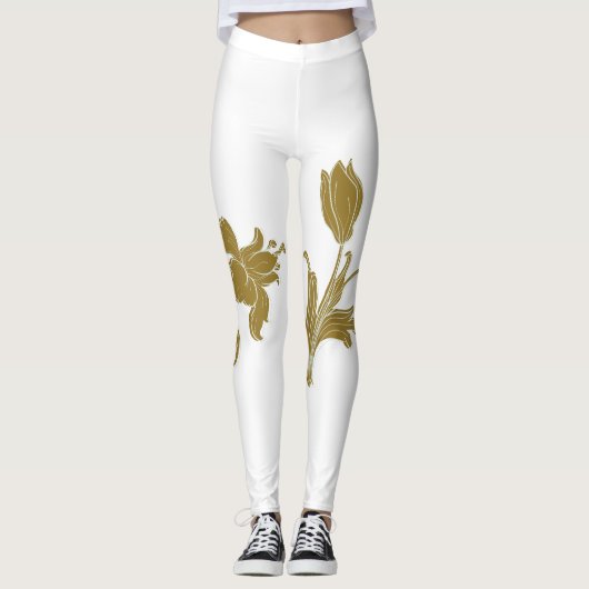 Gold Floral Leggings (Voorkant)