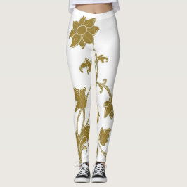 Gold Floral Leggings
