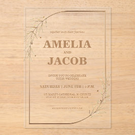 Gold Floral Lijst bruiloft uitnodiging Acryl Uitnodigingen