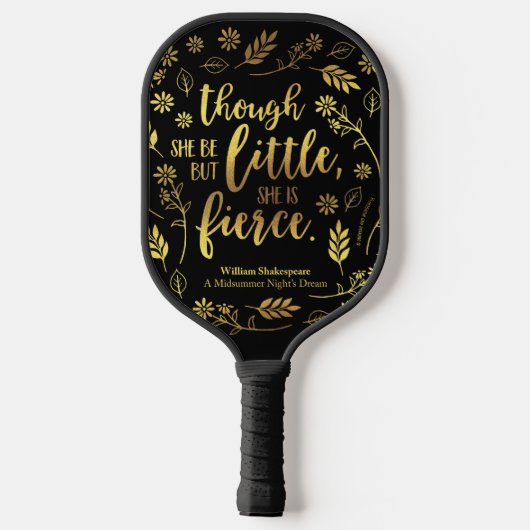 Gold Floral Little but Fierce William Shakespeare Pickleball Paddle (Achterkant)