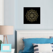 Gold Floral Mandala op zwart Folie Afdrukken (Insitu (Slaapkamer))