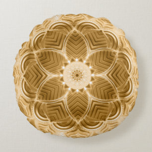 Gold Floral Mandala Pillow Rond Kussen