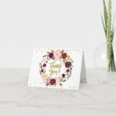Gold Floral Marsala Chute en Amour Carte de remerc (Devant)