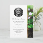 Gold Floral Memorial Service Photo Invitations (Debout devant)