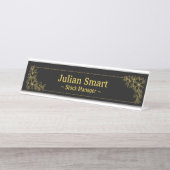 Gold Floral met lijst Bureau Naambordje (Voorkant)