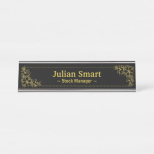 Gold Floral met lijst Bureau Naambordje