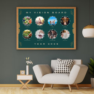 Gold Floral Mijn visiebord van het jaar Poster