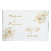 Gold Floral Monogram Logo Wedding Gift Pillow Hoes (Achterkant)
