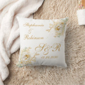 Gold Floral Monogram Logo Wedding Kneeling Kussen (Deken)