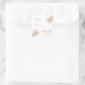 Gold Floral Monogram Logo Wedding Vierkante Sticker (Tas)