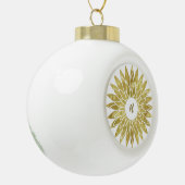 Gold Floral Monogram Patroon Keramische Bal Ornament (Links)