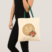 Gold Floral Monogram Tote Bag (Voorkant (product))