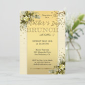 Gold Floral Mothers Day Brunch Invitation (Debout devant)