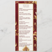 Gold Floral Motif Ornate Asymmetric Indian Wedding Programma (Voorkant)