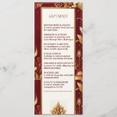 Gold Floral Motif Ornate Asymmetric Indian Wedding Programma (Achterkant)
