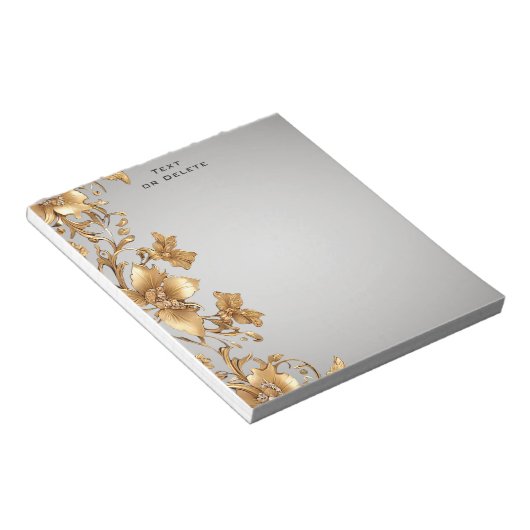 Gold Floral Notitieblok (Schuin)