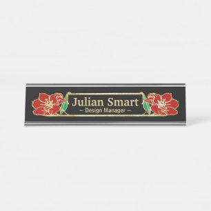 Gold Floral-ontwerp met Bord voor lijst Desk Name Bureau Naambordje