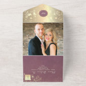 Gold Floral Paarse bruiloft All In One Uitnodiging (Buitenkant)