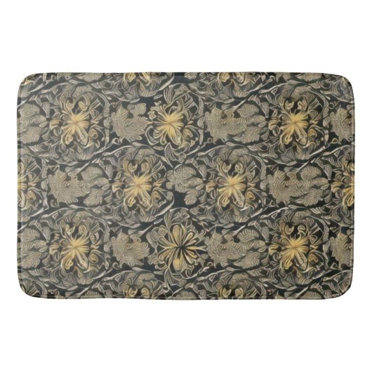 Gold Floral Pattern Bath Mat (Voorkant)