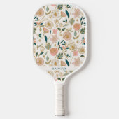Gold Floral Pattern | Gepersonaliseerde naam Pickleball Paddle (Voorkant)