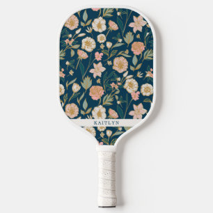 Gold Floral Pattern Gepersonaliseerde naam Pickleball Paddle
