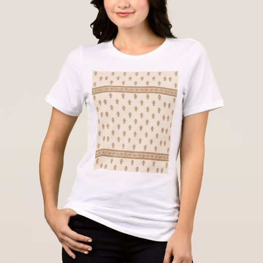 Gold Floral Pattern Tri-Blend Shirt (Voorkant)