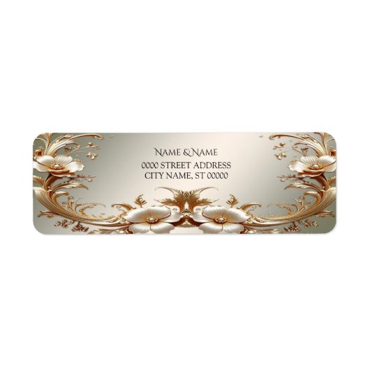 Gold Floral Return Address Label (Voorkant)