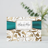 Gold Floral RSVP avec Bow Turquoise (Debout devant)