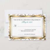 Gold Floral RSVP avec Bow Turquoise (Dos)