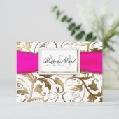 Gold Floral RSVP avec Fuchsia Bow (Debout devant)