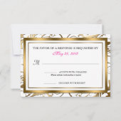 Gold Floral RSVP avec Fuchsia Bow (Dos)