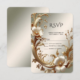 Gold Floral RSVP Card