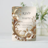 Gold Floral RSVP Card (Debout devant)
