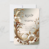 Gold Floral RSVP Card (Devant)