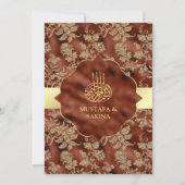 Gold Floral Rust Oranje islamitisch huwelijk Kaart (Voorkant)