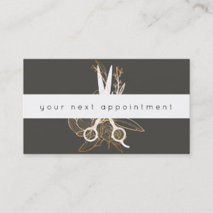 Gold Floral Salon Scissors Logo Benoeming Visitekaartje