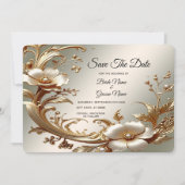 Gold Floral Save The Date (Devant)