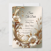 Gold Floral Save the Date (Devant)