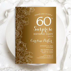 Gold Floral Surprise 60e verjaardag Kaart
