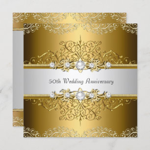 Gold Floral Swirl 50e Mariage Invitation de l'anni