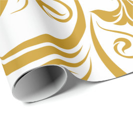 gold floral & swirl designs on a white background  cadeaupapier