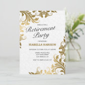 Gold Floral Swirls Invitation Kaart (Staand voorkant)