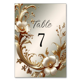 Gold Floral Table Number Kaart