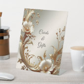 Gold Floral Tabletop Signs Reclamebord Met Voetstuk (Insitu)