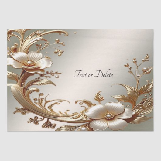 Gold Floral Tissue Paper Tissuepapier (Voorkant)
