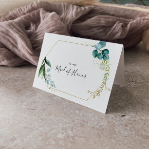 Gold Floral Tropical Green Bridal Party Bedankkaart
