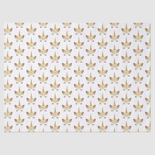 Gold Floral Unicorn Tissuepapier (Voorkant)