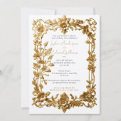 Gold Floral Vintage Wedding Invitation (Devant)
