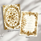 Gold Floral Vintage Wedding Invitation